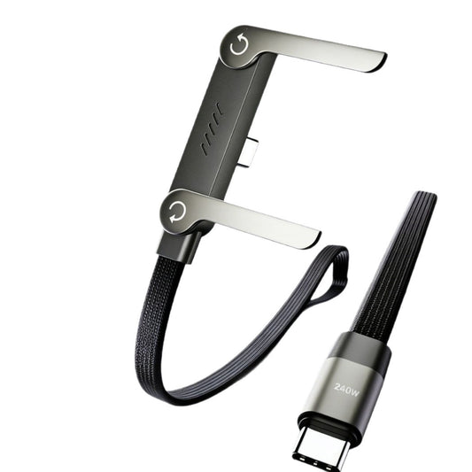 240W USB-C Snellaadkabel met Telefoonhouder – Type-C Kabel voor Smartphone