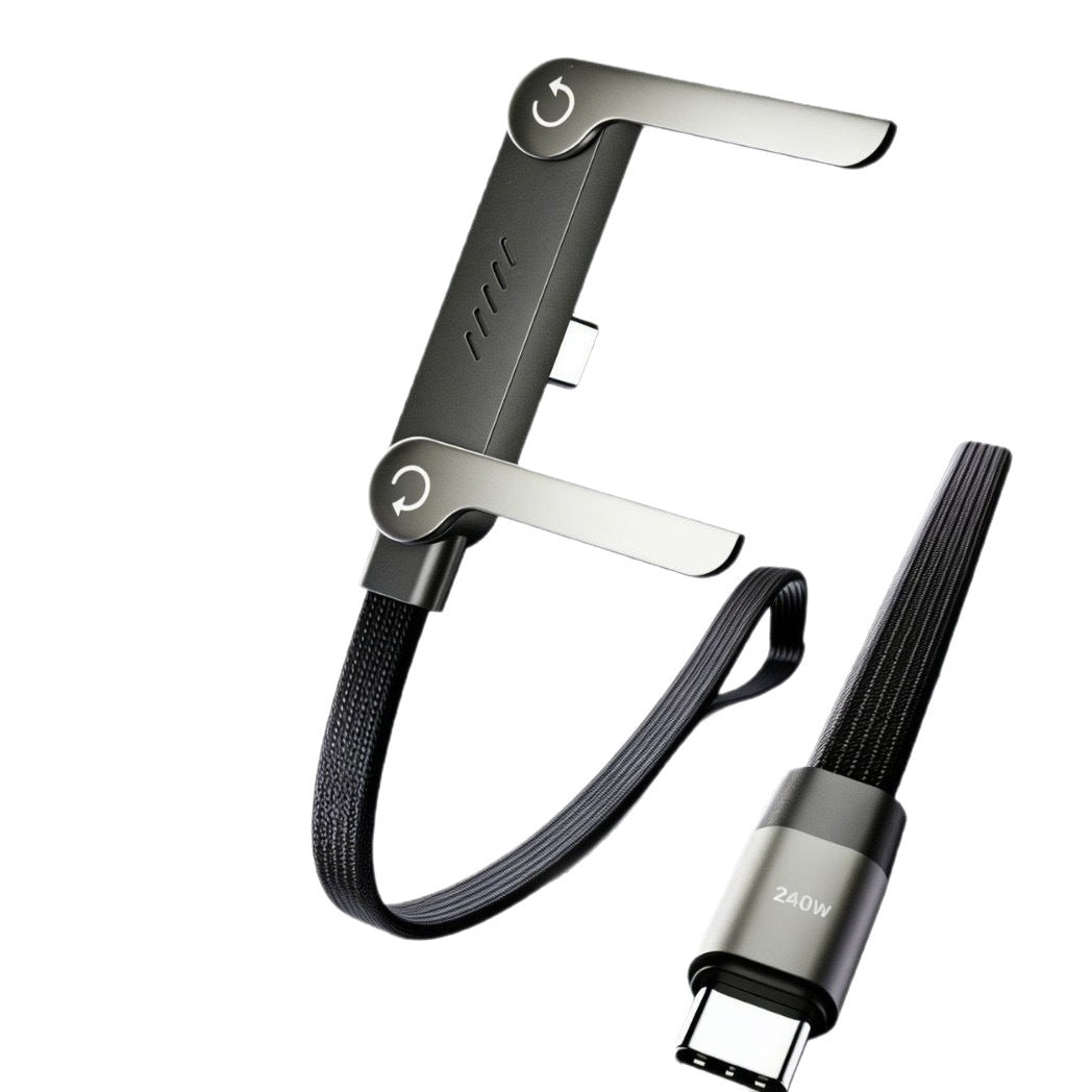 240W USB-C Snellaadkabel met Telefoonhouder – Type-C Kabel voor Smartphone