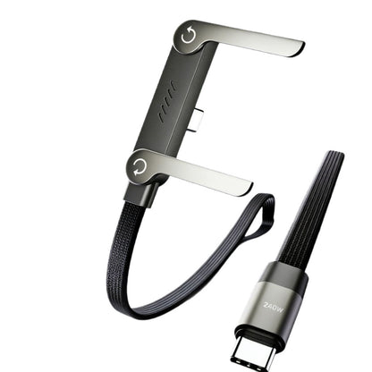 240W USB-C Snellaadkabel met Telefoonhouder – Type-C Kabel voor Smartphone