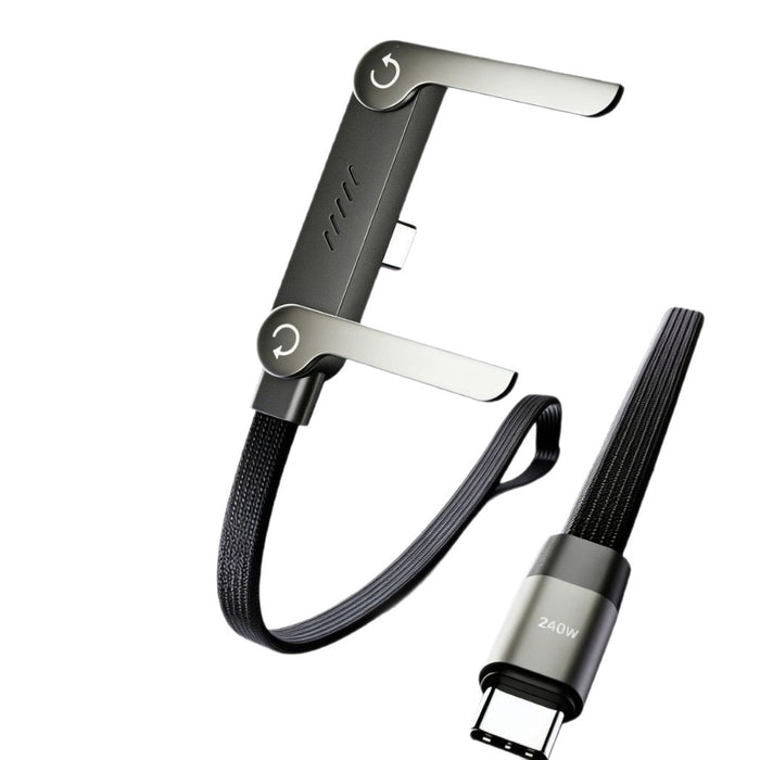 240W USB-C Snellaadkabel met Telefoonhouder – Type-C Kabel voor Smartphone